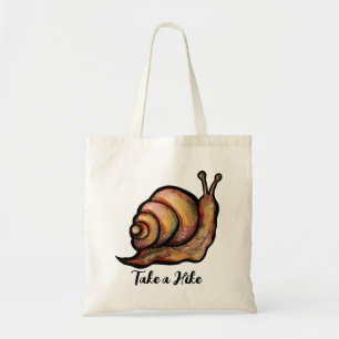 Cute take a hike snail art snails nature hiking tote bag