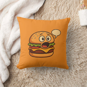 " Cute Talking Hamburger Decorative Pillow ''