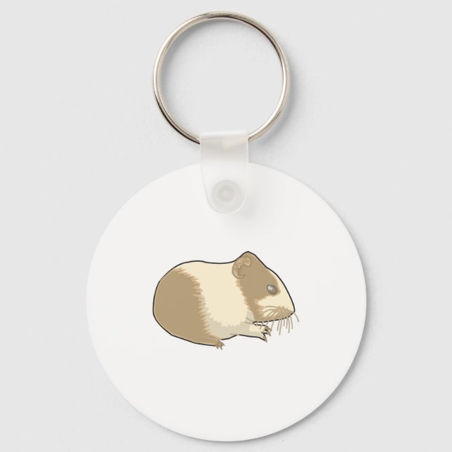 cute tan and white hamster key ring (Front)
