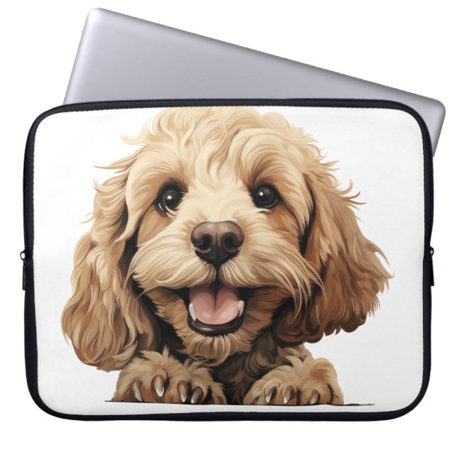 CUTE TAN COCKAPOO PUPPY DOG LAPTOP SLEEVE (Front)