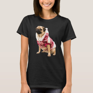 Cute Tan Pug Santa Hat Image Christmas Red Sweater