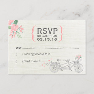 Cute Tandem Bicycle RSVP Cards with flowers