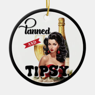 Cute Tanned and Tipsy Pinup Ceramic Tree Decoration