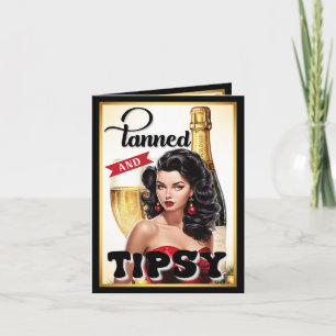 Cute Tanned and Tipsy Pinup Thank You Card