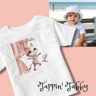 Cute Tap Dancing Tabby Cat Custom Monogram Toddler T-Shirt