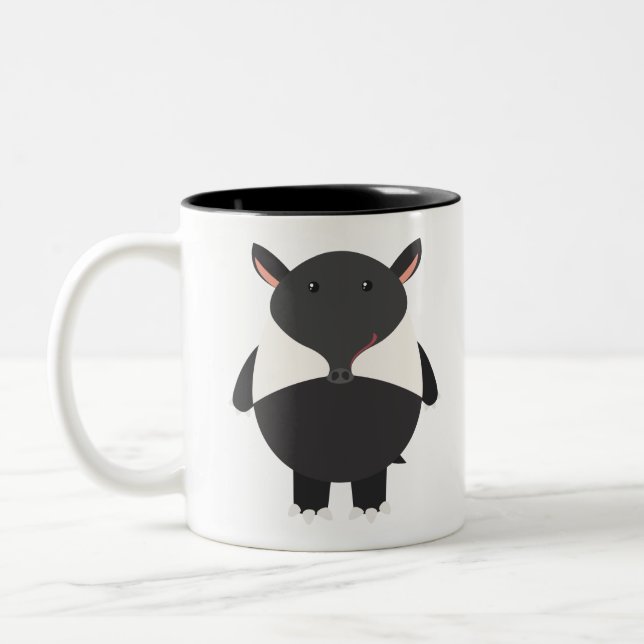 Cute tapir cartoon Two-Tone coffee mug (Left)