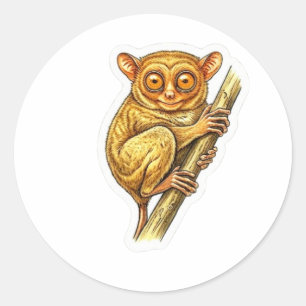 Cute Tarsier Art - Rare Indonesian Primate Wildlif Classic Round Sticker