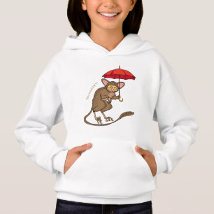 Cute Tarsier with umbrella cartoon illustration