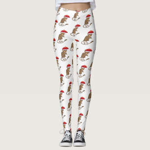 Cute Tarsier with umbrella cartoon illustration Leggings