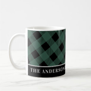 Cute Tartan Hunter Green Plaid Custom Family Coffee Mug