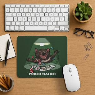 Cute Tasmanian Devil Royal Flush Poker Cartoon Mouse Mat