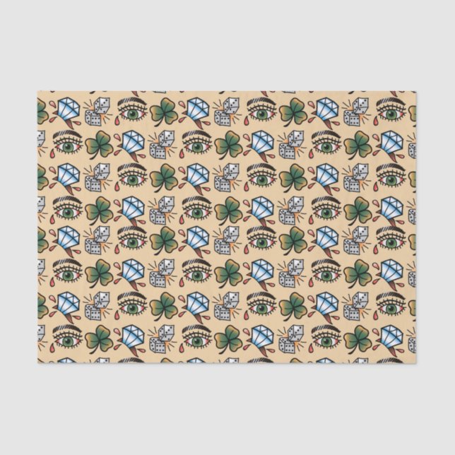 Cute tattoo lovers tiled party tissue paper (Front)