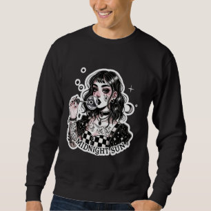 Cute Tattooed Goth Girl with Soap Bubbles Grunge P Sweatshirt
