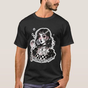 Cute Tattooed Goth Girl with Soap Bubbles Grunge P T-Shirt