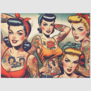 Cute Tattooed Pin-ups Tissue Paper