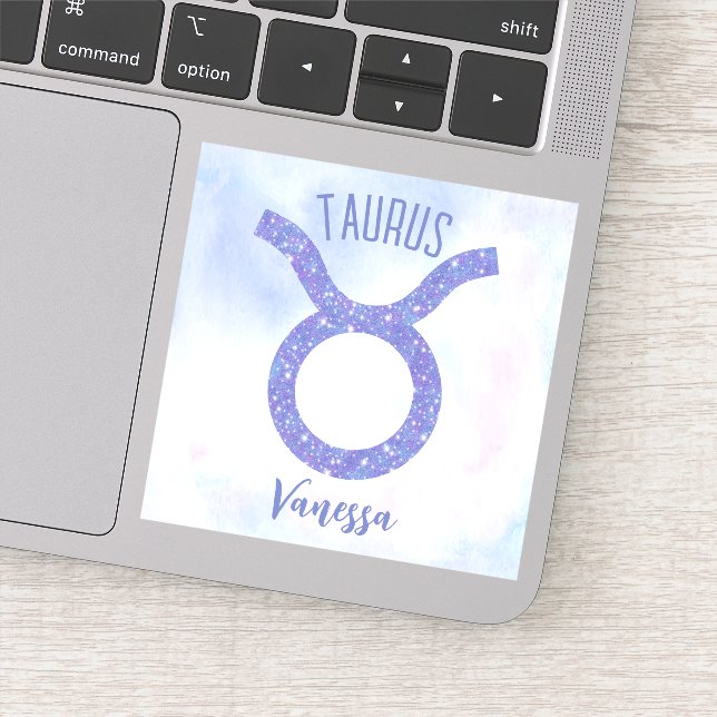 Cute Taurus Astrology Sign Personalised Laptop (Detail)