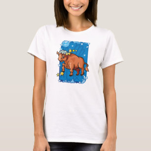 Cute Taurus Bull in the night sky T-Shirt