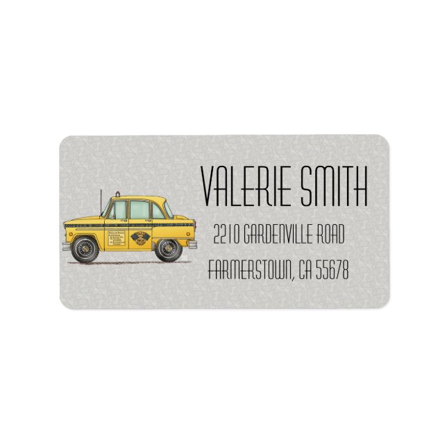 Cute Taxi Cab Label (Front)