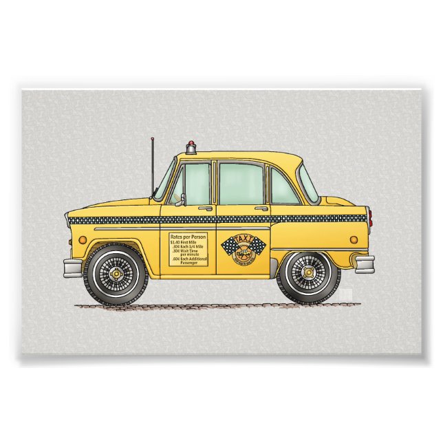 Cute Taxi Cab Photo Print (Front)