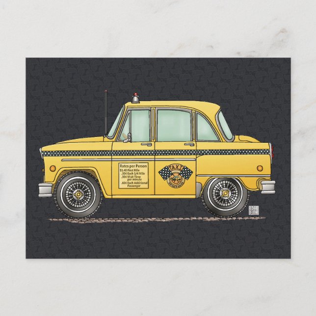 Cute Taxi Cab Postcard (Front)