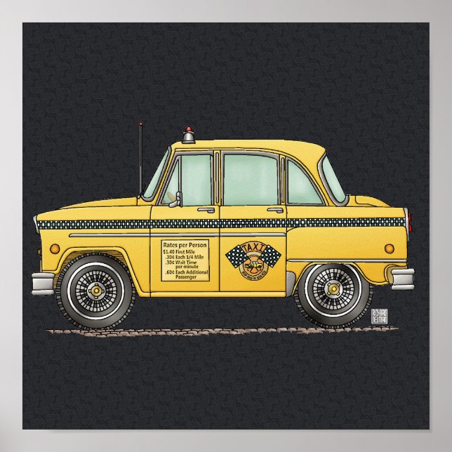 Cute Taxi Cab Poster (Front)
