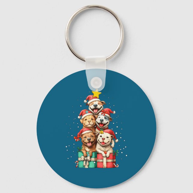 Cute Tbull Le Ttie Christmas Tree Xmas Hat  Key Ring (Front)