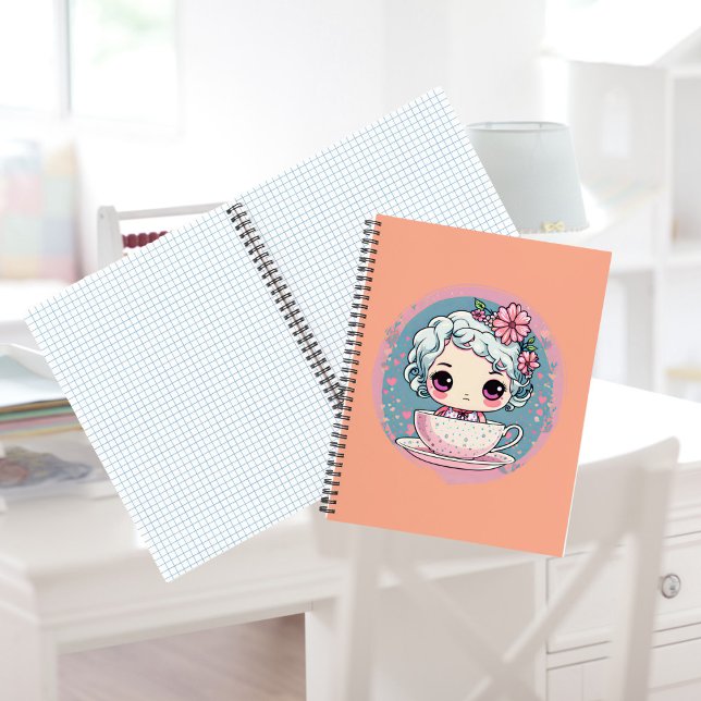 Cute Tea Cup Doll Spiral Notebook (Creator Uploaded)