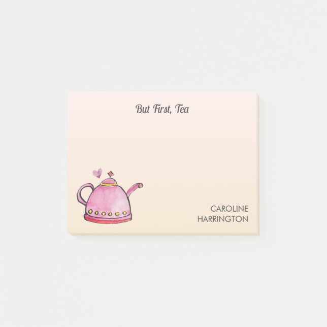 Cute Tea Lover Inspirational Cosy Office Peach Post-it Notes (Front)