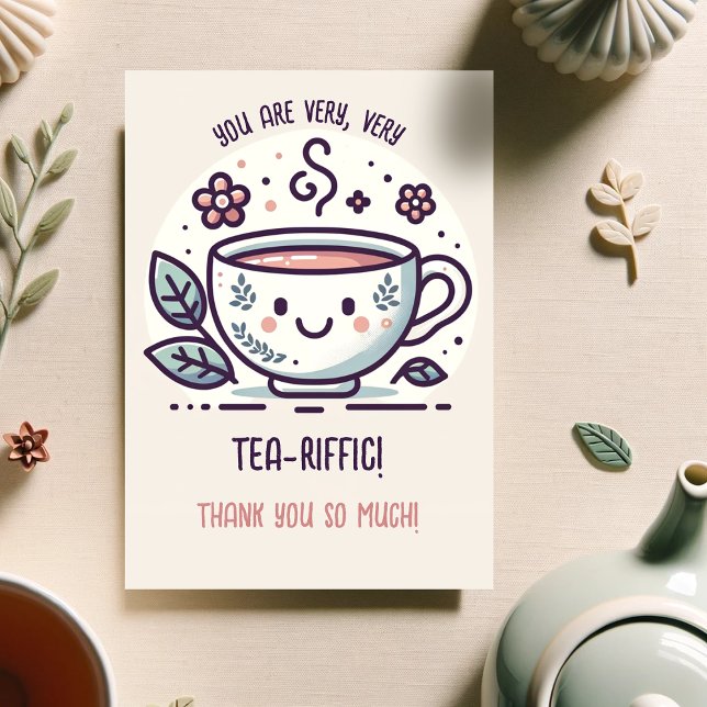 Cute Tea Lover's Gratitude Appreciation  Thank You Card (Creator Uploaded)