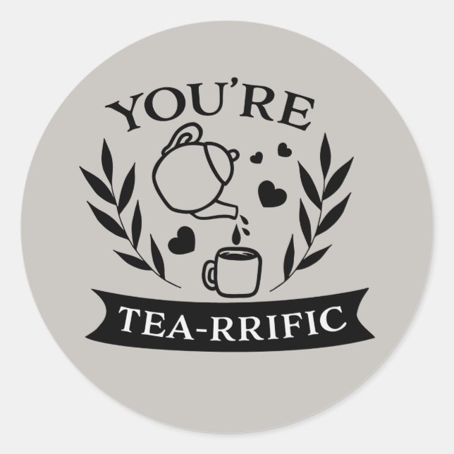 Cute Tea lovers word art Classic Round Sticker (Front)