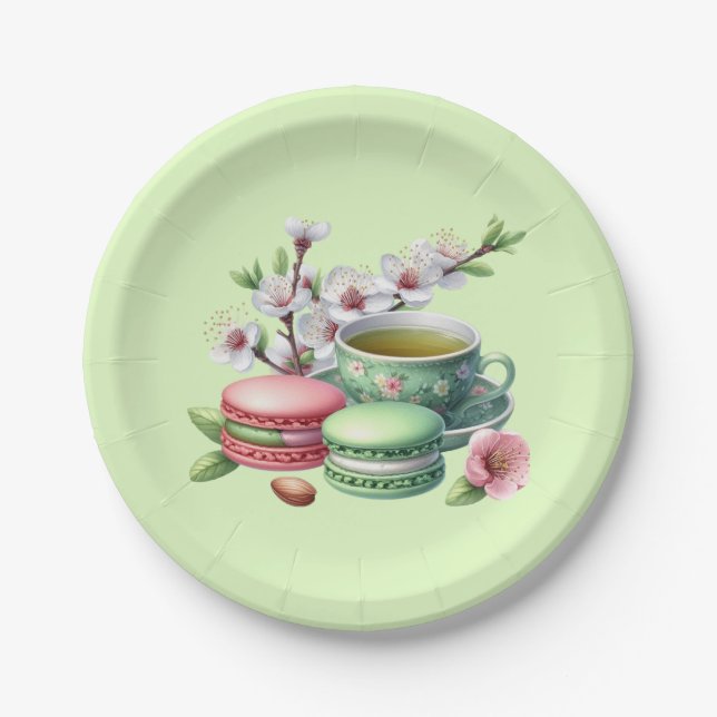 Cute tea party cookies paper plate (Front)