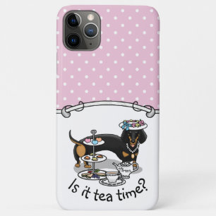 Cute Tea Party Dachshund Dog (black & tan) Funny iPhone 11 Pro Max Case
