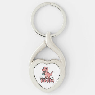 Cute Tea-Rex Pink Dinosaur – Sip Happens! Key Ring