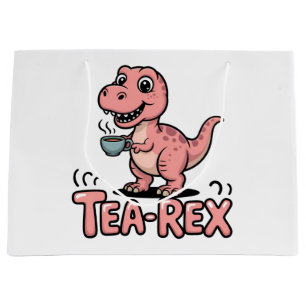 Cute Tea-Rex Pink Dinosaur – Sip Happens! Large Gift Bag