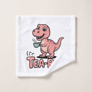 Cute Tea-Rex Pink Dinosaur – Sip Happens! Wash Cloth