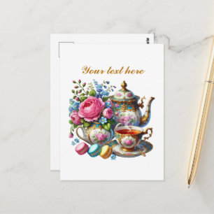 Cute tea shop customizable postcard