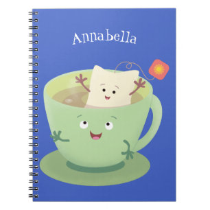 Cute teabag cup cartoon humor character notebook