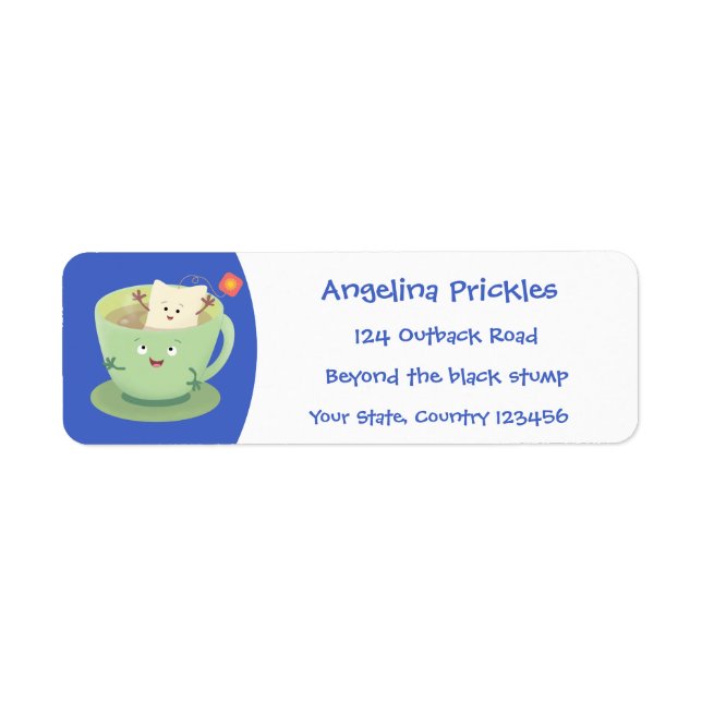 Cute teabag cup cartoon humour character (Front)