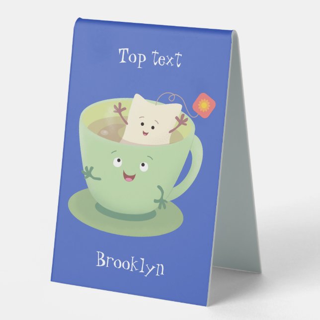 Cute teabag cup cartoon humour character (Front)