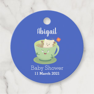 Cute teabag cup cartoon humour character favour tags