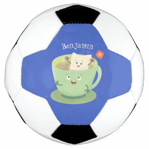 Cute teabag cup cartoon humour character football