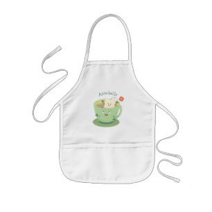 Cute teabag cup cartoon humour character kids apron