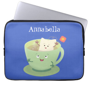 Cute teabag cup cartoon humour character laptop sleeve
