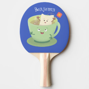 Cute teabag cup cartoon humour character ping pong paddle