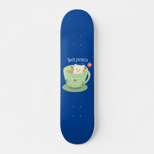 Cute teabag cup cartoon humour character skateboard