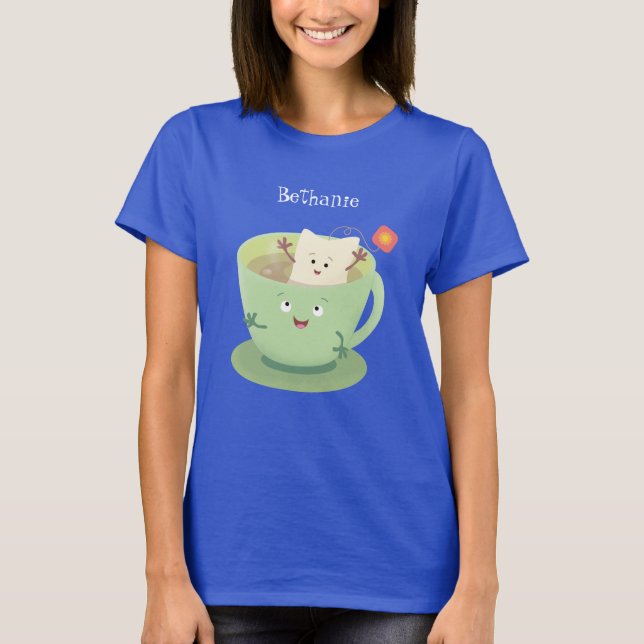 Cute teabag cup cartoon humour character T-Shirt (Front)