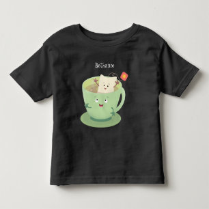 Cute teabag cup cartoon humour character toddler T-Shirt