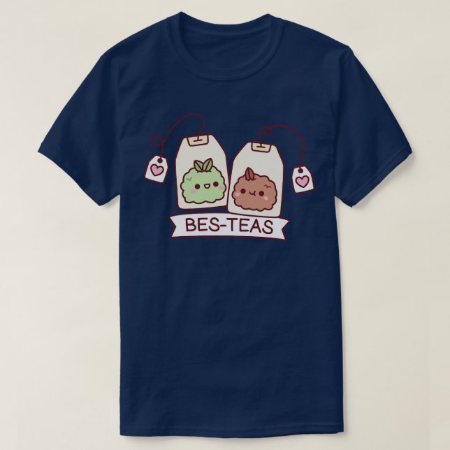 Cute Teabags Tea Leaves Bes Teas Besties T-Shirt (Design Front)