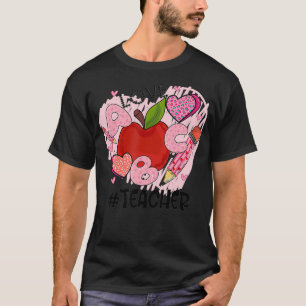 Cute Teach Love And Inspire Apple Heart Teacher Li T-Shirt