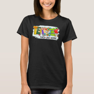 Cute Teach Love And Inspire Graphic Men Women Teac T-Shirt